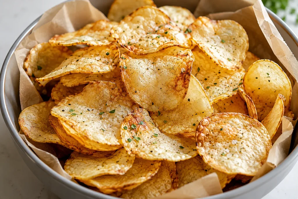 طرز تهیه سیب زمینی در سرخ کن بدون روغن؛ ترد، طلایی و خوشمزه مثل رستوران 7 طرز تهیه چیپس سیب زمینی در هواپز