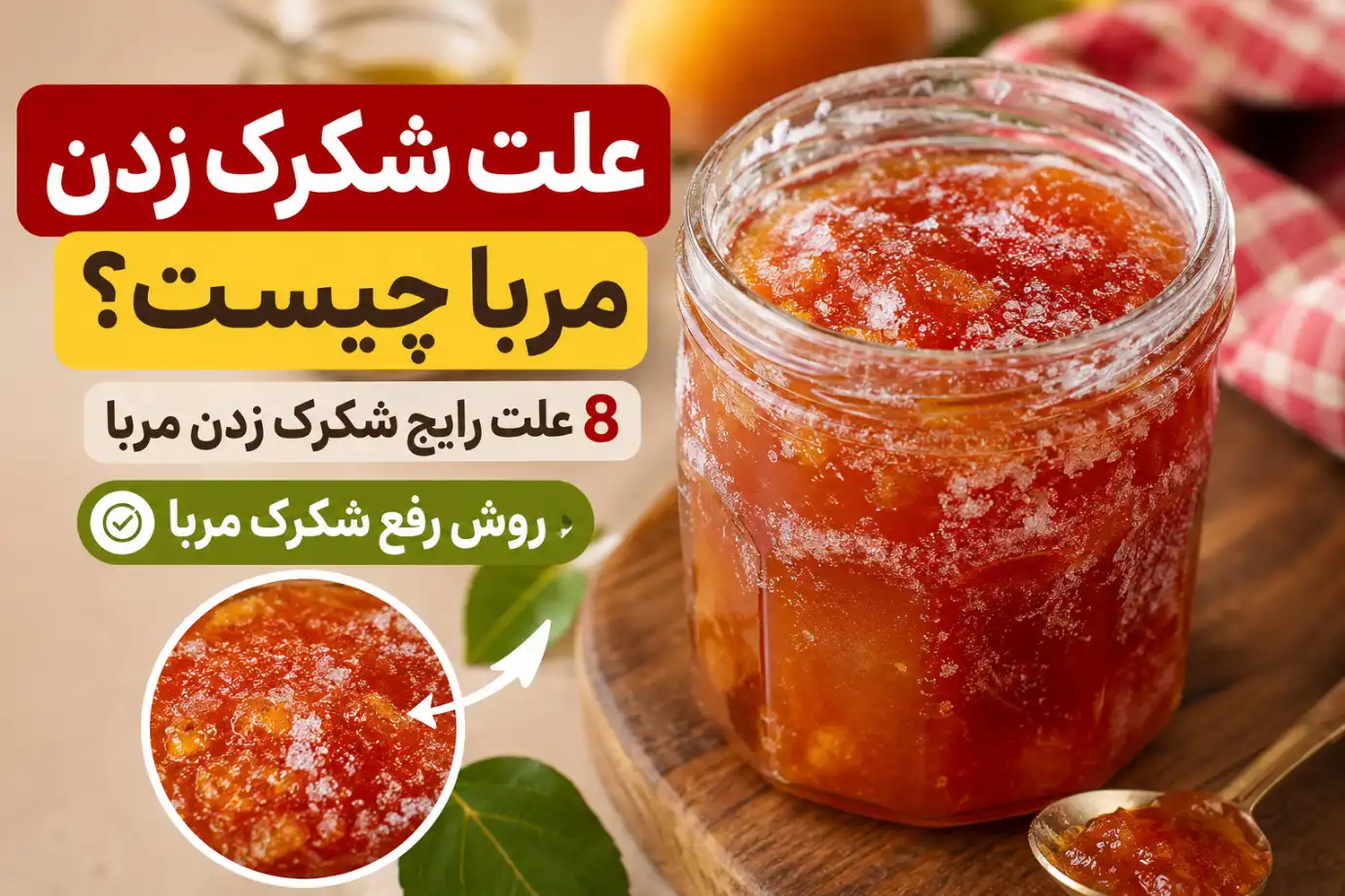 علت شکرک زدن مربا و روش رفع شکرک مربای خانگی