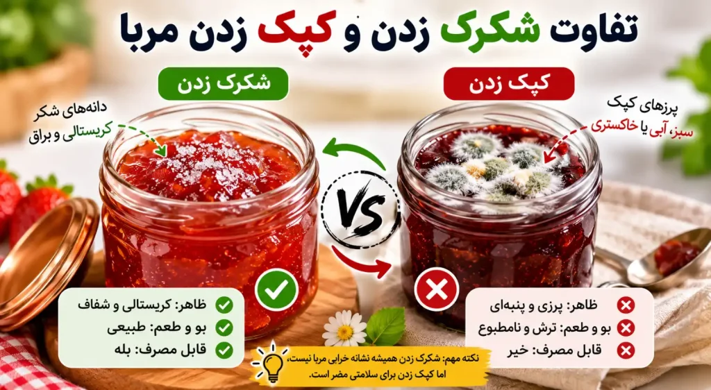 تفاوت شکرک زدن و کپک زدن مربا