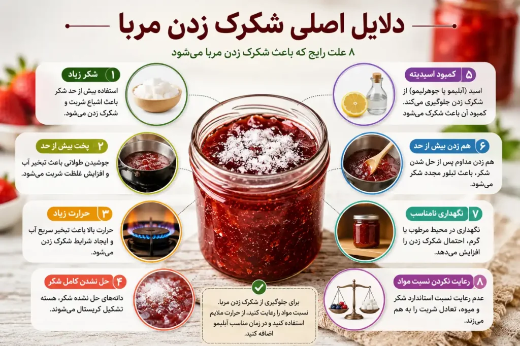 دلایل اصلی شکرک زدن مربا
